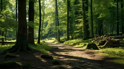 A photo of a tranquil forest bathing trail