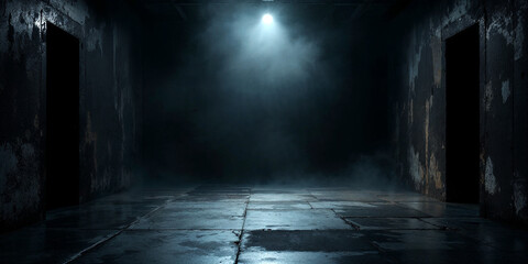 Empty industrial room with spotlight  