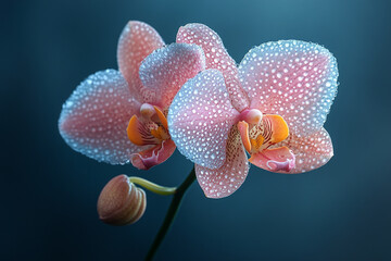 Dew Covered Pink Orchids Blooming Beautifully