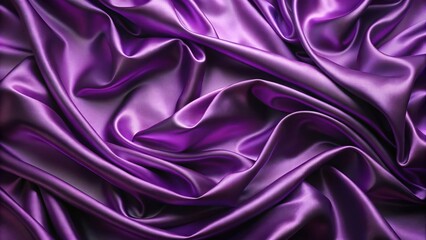 Obraz premium Luxurious Deep Purple Silk Fabric Draped in Elegant Waves and Soft Folds, a Textured Background for Design Projects