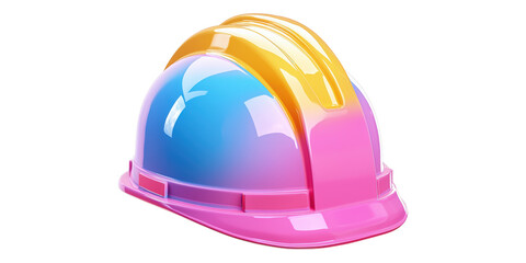 Colorful gradient safety helmet isolated on transparent background