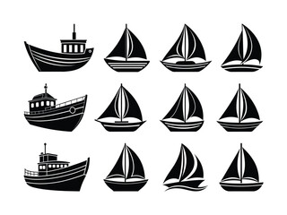 Sailboat silhouette, vector illustration