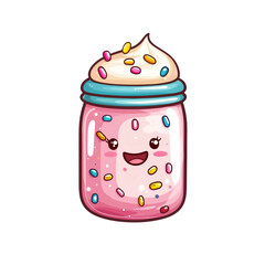 Cute Kawaii Jam Jar with Sprinkles and Whipped Cream