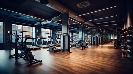 A photo of a well-equipped gym with exercise machines