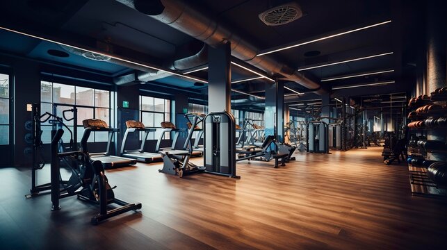 A photo of a well-equipped gym with exercise machines