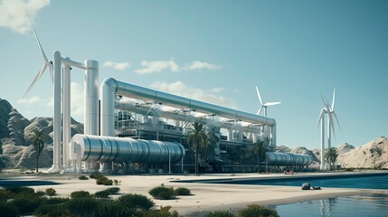 Obraz premium A photo of a wind-powered water desalination plant
