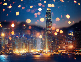 Fototapeta premium 都会の夜景 イルミネーション