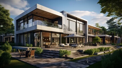 A photo of an architectural 3D rendering in development