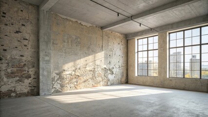 Industrial Loft Space Showcasing Exposed Brick and Concrete Walls
