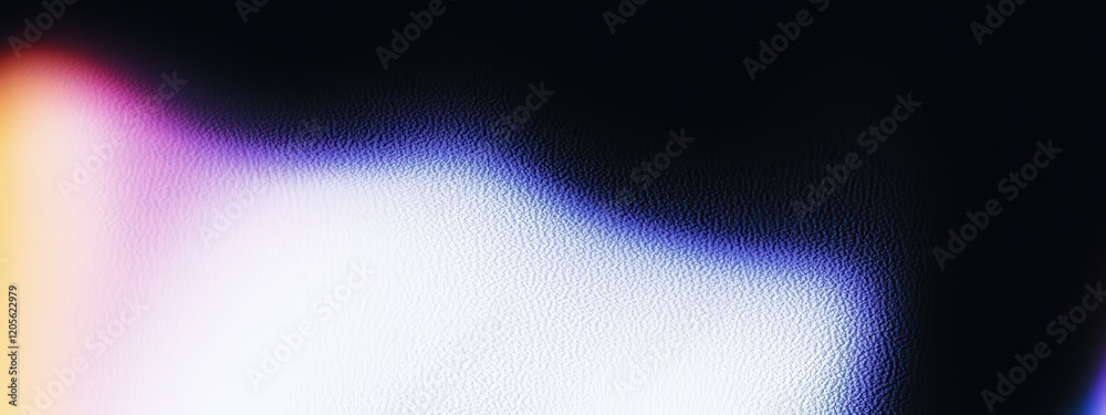 Aufkleber A grainy-textured web banner or poster cover design with a dark abstract gradient background in purple, magenta, yellow, and black.