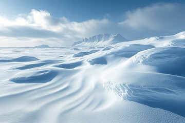 Arctic Winter Landscape Snow Covered Mountains And Plains