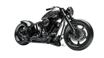 Black sports bike single on transparent background


