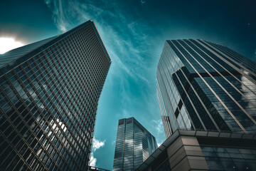 Low angle view of London skyscraper buildings
