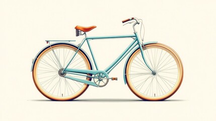 Fototapeta premium Vintage light blue bicycle with brown leather seat and fenders.
