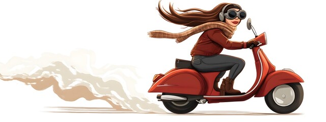 Illustration of a person riding a scooter
