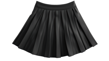 Leather black mini skirt single on transparent background