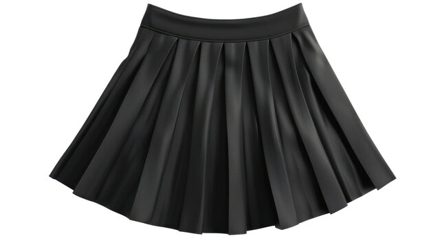 Leather black mini skirt single on transparent background