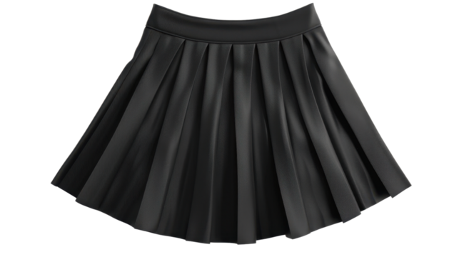 Leather black mini skirt single on transparent background