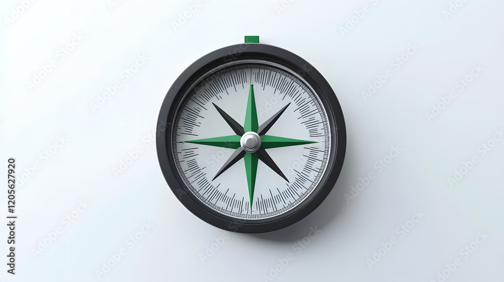 Wall mural minimal green compass icon for navigation and orientation