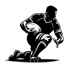 Fototapeta premium American football silhouette vector. Rugby sport vector. American football sports vector art silhouette illustration.