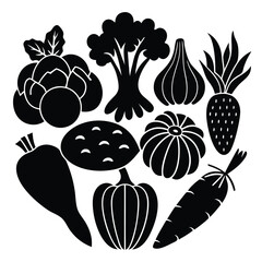 set of vegetables and fruits