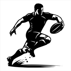 American football silhouette vector. Rugby sport vector. American football sports vector art silhouette illustration.