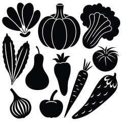 set of vegetables and fruits