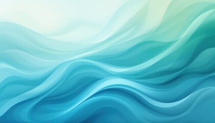 Abstract flowing blue and teal wavy patterns in soft gradient design