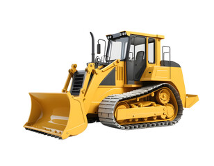 Fototapeta premium Full shot of a yellow bulldozer with transparent background