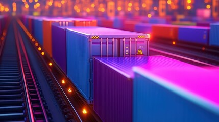 Neon Nights: Freight Train Transport