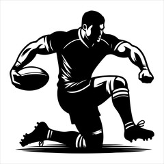 Fototapeta premium American football silhouette vector. Rugby sport vector. American football sports vector art silhouette illustration.