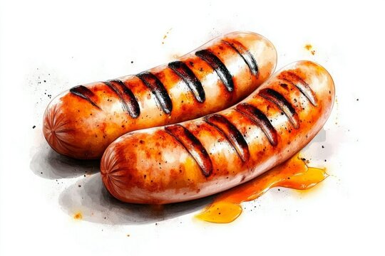 A minimalist illustration of a single grilled wurst sausage with subtle grill marks, drawn in clean, bold lines on a plain white background