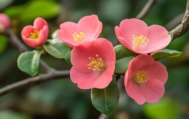 a pink flower with yellow center