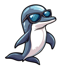 Naklejka premium Cool Dolphin with Sunglasses - Cartoon Illustration