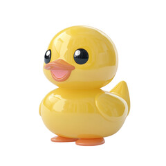 Cute Yellow Duck Toy on Transparent Background