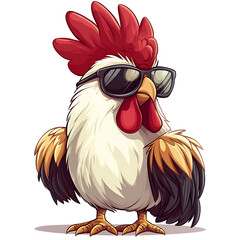 Cool Rooster in Sunglasses - Fun Animal Illustration