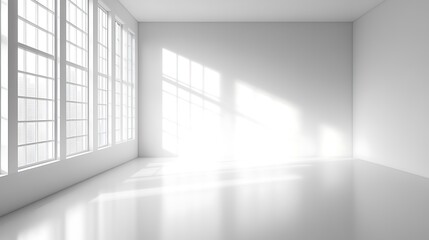 a white room with a large window