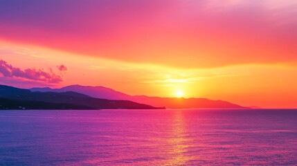 Naklejka premium Breathtaking Sunset Over the Ocean with Vivid Colors
