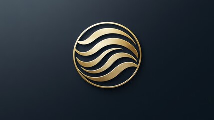 Luxurious Gold Circle Logo Design with Elegant Waves