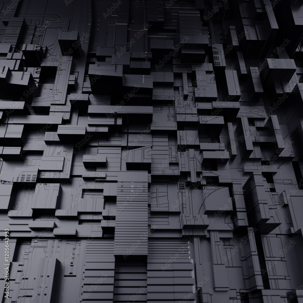 Poster 3D rendering Abstract background, basic geometric polygon shapes element, dimensional and depth for technology concept