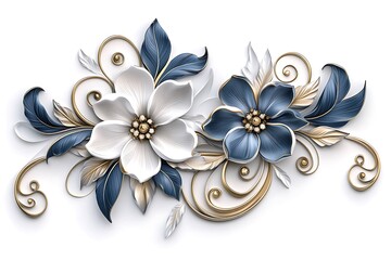 Elegant Floral Arrangement in Blue and White with Gold Accents