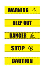 規制テープのベクターブラシ素材セットA　5種