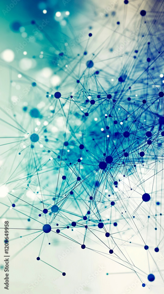 Poster complex blue network structures symbolize the fusion of technology and connectivity