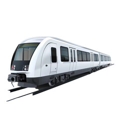 Naklejka premium Modern 3D Rendered Train Model with Sleek Design and Realistic Details Isolated on Transparent Background