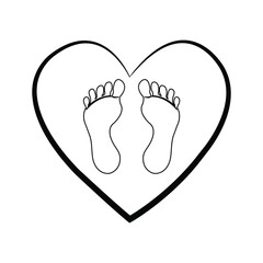 Foot sole continuous one line drawing of Isolated outline vector design black white background