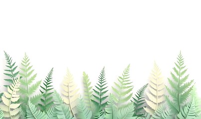 Fototapeta premium Paper fern border, white background, nature design, website header