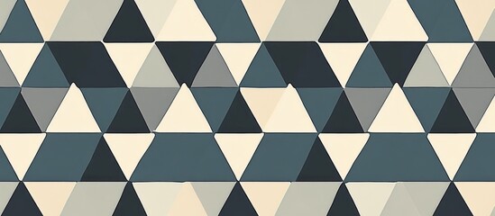 Seamless geometric pattern featuring triangles in shades of blue, gray, and off-white for versatile designs