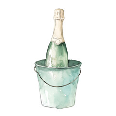 Champagne Bucket Clipart Vector Illustration