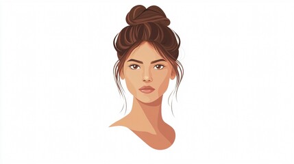 Obraz premium Women Avatar Face Icon for User Profiles with Wide Angle Centered View