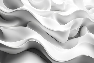 Obraz premium 3D render of abstract background with white and gray wavy lines, smooth and modern design.